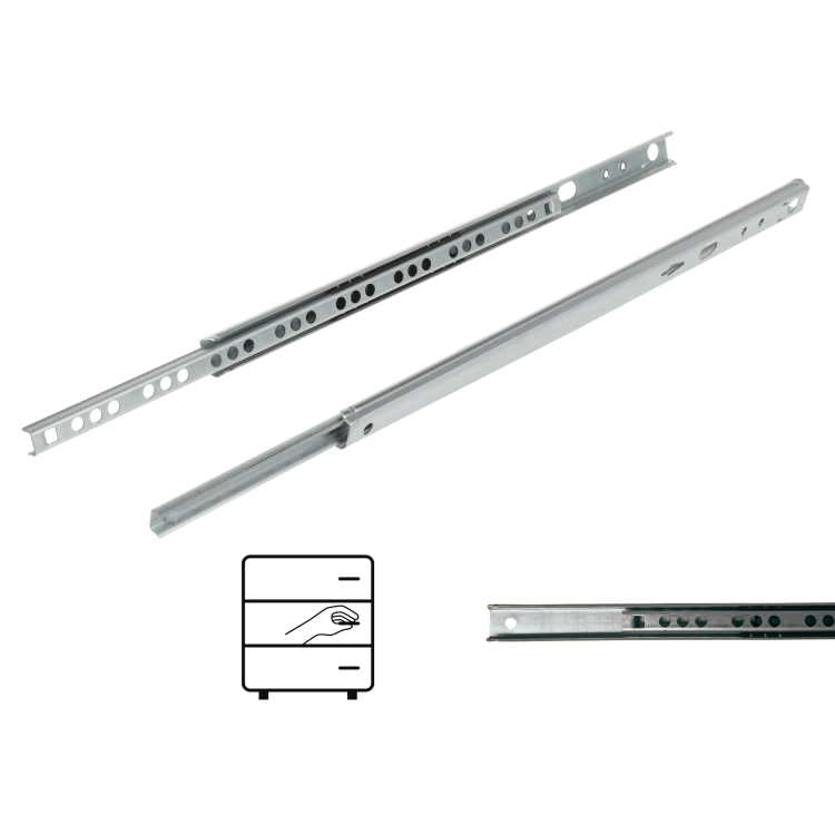 Prowadnica kulkowa H17 częściowy wysuw 278 mm 10 kg Riex NB17