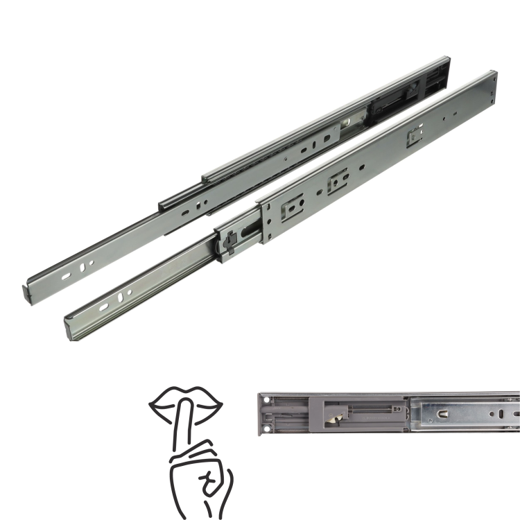 Prowadnica kulkowa cichy domyk H45 pełny wysuw 400 mm 30 kg Riex NB48