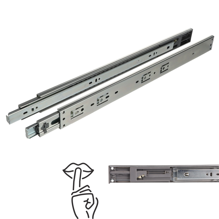 Prowadnica kulkowa cichy domyk H45 pełny wysuw 500 mm 30 kg Riex NB48