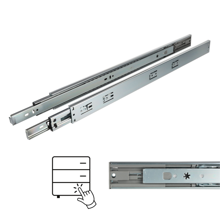 Prowadnica kulkowa push for open H45 pełny wysuw 550 mm 35 kg Riex NB51