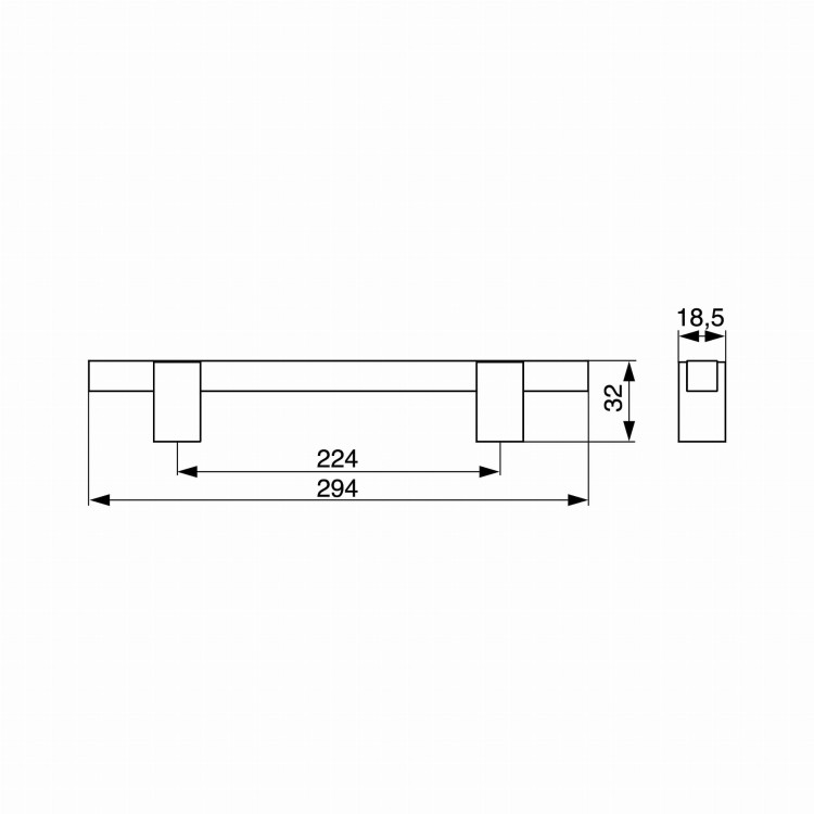 RiexTouch XT10 Uchwyt, 224 mm, dąb naturalny lakierowany / dąb bejcowany na czarno - wymiary