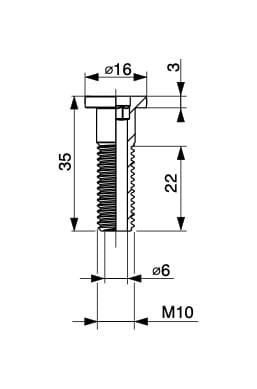 Śruba metalowa do nogi kuchennej M10x35 mm Riex GK40 - wymiary