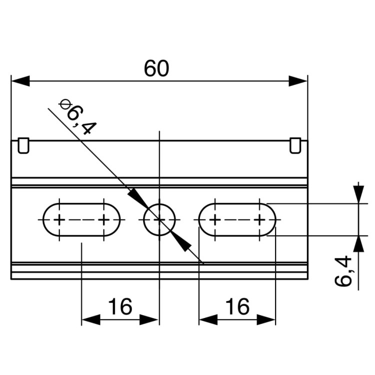 Listwa montażowa L 60 mm H 28 mm Riex JK48 - wymiary