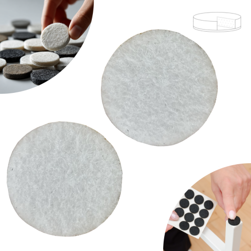 Podkładki filcowe samoprzylepne fi 70 białe 500 g/m2 (op. 2 szt.) BASIC