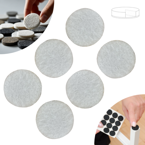 Podkładki filcowe samoprzylepne fi 45 białe 500 g/m2 (op. 6 szt.) BASIC