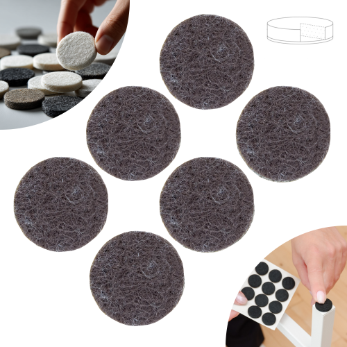 Podkładki filcowe samoprzylepne fi 45 brązowe 500 g/m2 (op. 6 szt.) BASIC