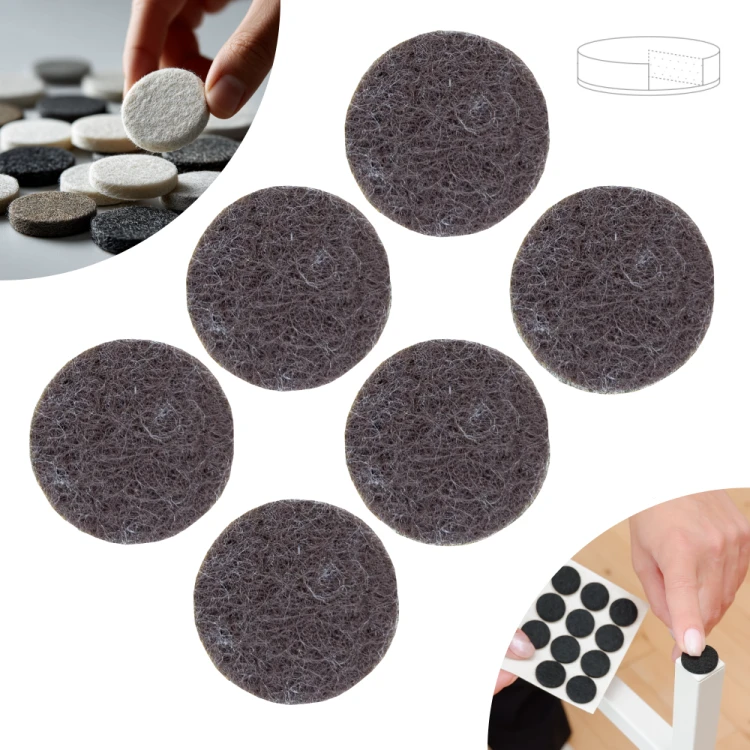 Podkładki filcowe samoprzylepne fi 45 brązowe 500 g/m2 (op. 6 szt.) BASIC