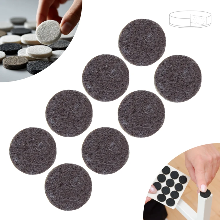 Podkładki filcowe samoprzylepne fi 34 brązowe 500 g/m2 (op. 8 szt.) BASIC
