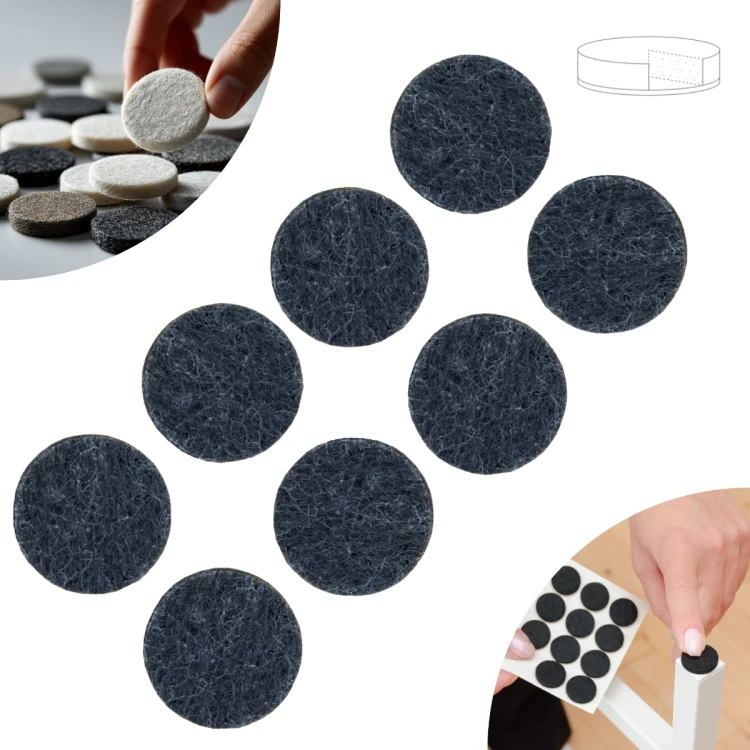 Podkładki filcowe samoprzylepne fi 34 czarne 500 g/m2 (op. 8 szt.) BASIC