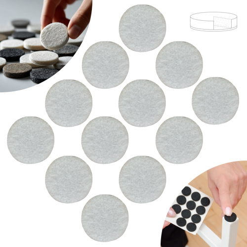 Podkładki filcowe samoprzylepne fi 28 białe 500 g/m2 (op. 12 szt.) BASIC