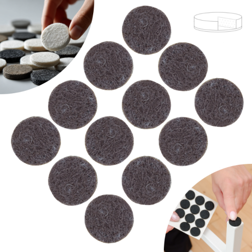 Podkładki filcowe samoprzylepne fi 28 brązowe 500 g/m2 (op. 12 szt.) BASIC
