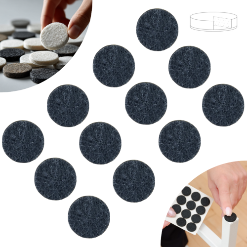 Podkładki filcowe samoprzylepne fi 28 czarne 500 g/m2 (op. 12 szt.) BASIC