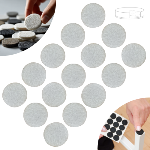 Podkładki filcowe samoprzylepne fi 25 białe 500 g/m2 (op. 15 szt.) BASIC