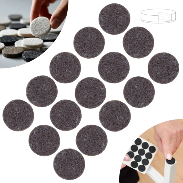 Podkładki filcowe samoprzylepne fi 25 brązowe 500 g/m2 (op. 15 szt.) BASIC
