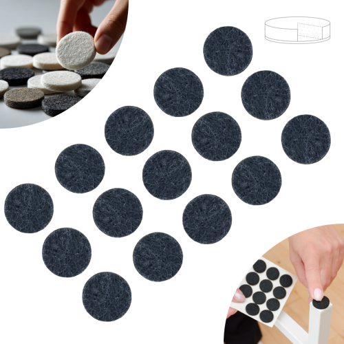 Podkładki filcowe samoprzylepne fi 25 czarne 500 g/m2 (op. 15 szt.) BASIC