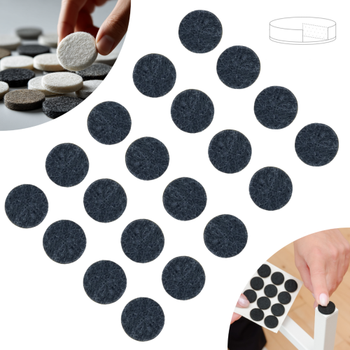 Podkładki filcowe samoprzylepne fi 22 czarne 500 g/m2 (op. 20 szt.) BASIC