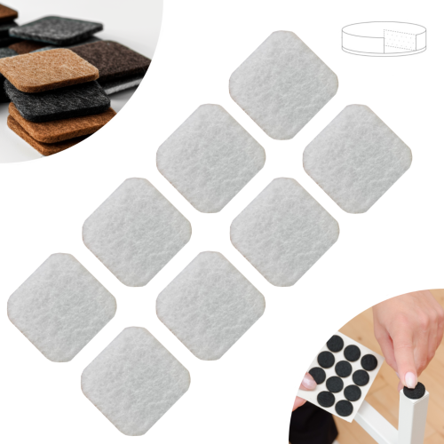 Podkładki filcowe samoprzylepne 34 x 34 białe 500 g/m2 (op. 8 szt.) BASIC