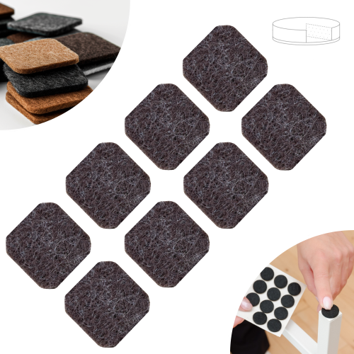 Podkładki filcowe samoprzylepne 34 x 34 brązowe 500 g/m2 (op. 8 szt.) BASIC