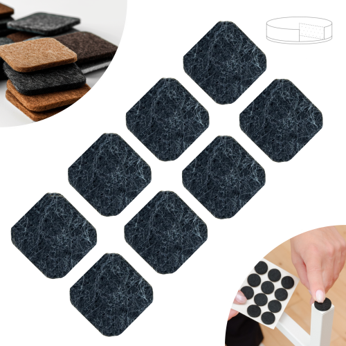 Podkładki filcowe samoprzylepne 34 x 34 czarne 500 g/m2 (op. 8 szt.) BASIC