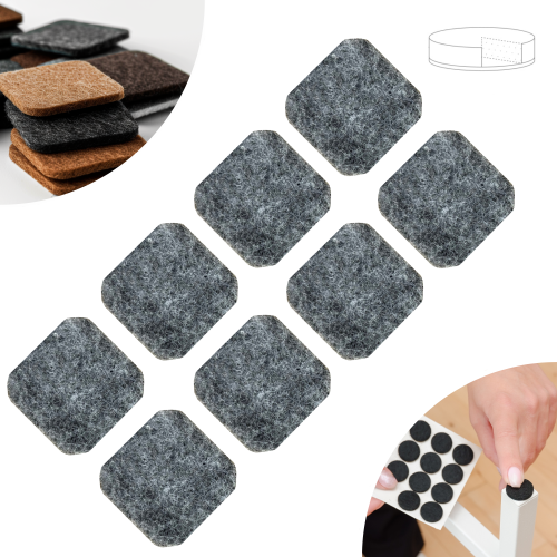 Podkładki filcowe samoprzylepne 34 x 34 szare 500 g/m2 (op. 8 szt.) BASIC