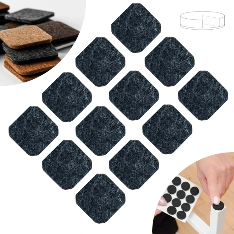 Podkładki filcowe samoprzylepne 28 x 28 czarne 500 g/m2 (op. 12 szt.) BASIC