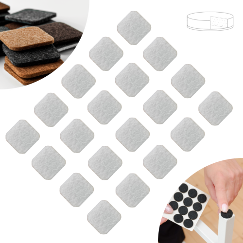 Podkładki filcowe samoprzylepne 22 x 22 białe 500 g/m2 (op. 20 szt.) BASIC