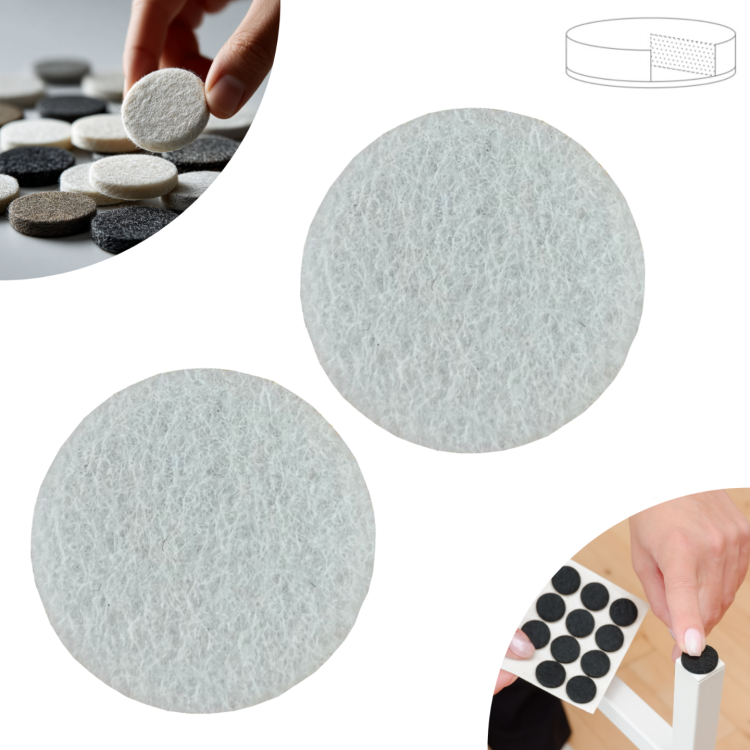 Podkładki filcowe samoprzylepne fi 70 białe 1500 g/m2 (op. 2 szt.) PREMIUM