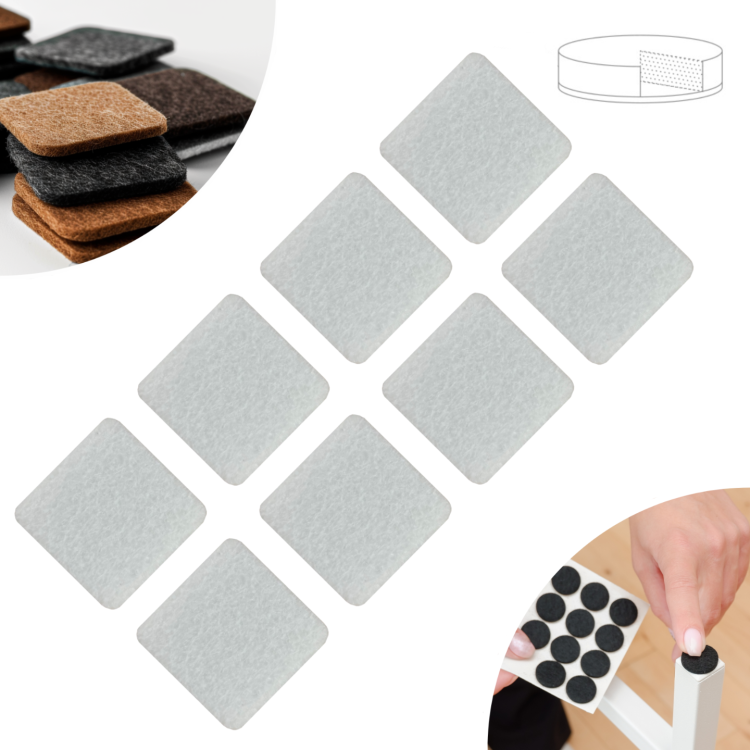 Podkładki filcowe samoprzylepne 34 x 34 białe 1500 g/m2 (op. 8 szt.) PREMIUM