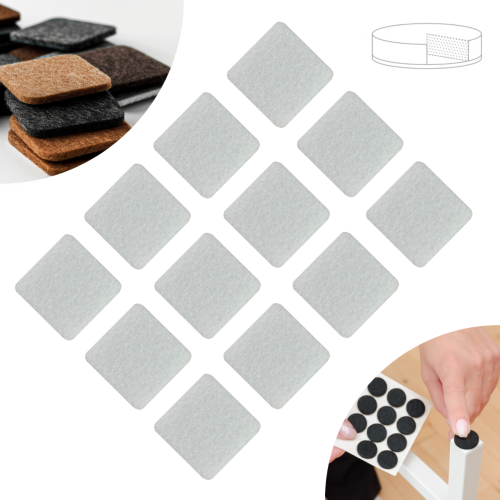Podkładki filcowe samoprzylepne 28 x 28 białe 1500 g/m2 (op. 12 szt.) PREMIUM