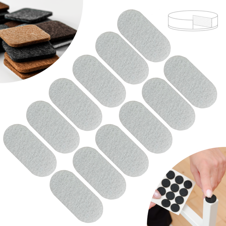 Podkładki filcowe samoprzylepne 44 x 20 białe 1500 g/m2 (op. 12 szt.) PREMIUM