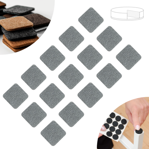 Podkładki filcowe samoprzylepne 25 x 25 szare 1500 g/m2 (op. 15 szt.) PREMIUM