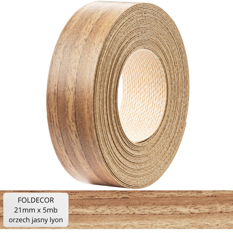 Obrzeże meblowe orzech jasny lyon melamina z klejem termotopliwym 21 mm (5 mb)