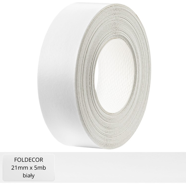 Obrzeże meblowe biały melamina z klejem termotopliwym 21 mm (5 mb)