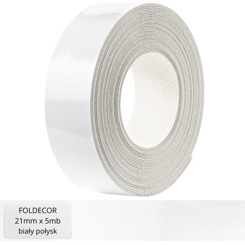 Obrzeże meblowe biały połysk melamina z klejem termotopliwym 21 mm (5 mb)
