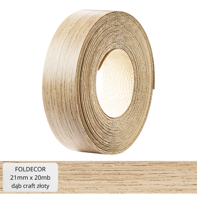Obrzeże meblowe dąb craft złoty melamina z klejem termotopliwym 21 mm (20 mb)