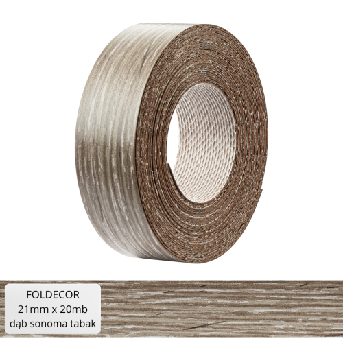 Obrzeże meblowe dąb sonoma tabak melamina z klejem termotopliwym 21 mm (20 mb)