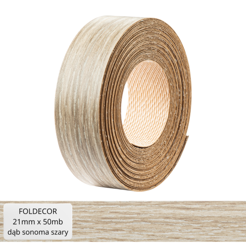 Obrzeże meblowe dąb sonoma szary melamina z klejem termotopliwym 21 mm (50 mb)